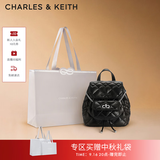 CHARLES&KEITH菱格大容量柔软背包书包双肩包包女包生日开学礼物CK2-60151400 Noir黑色 S