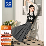 唐狮（TonLion）秋冬季女净色中长百褶裙时尚百搭学院风减龄简约舒适长裙