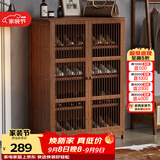 安尔雅新中式鞋柜门口简易鞋架家用收纳透气大容量多层玄关柜 双门款