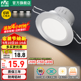 雷士（NVC） LED筒灯照明天花灯走廊过道灯家用服装店背景墙展厅嵌入式牛眼灯 6W砂银|三色光|开孔7.5-8.5CM