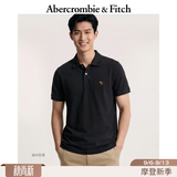 Abercrombie & Fitch经典小麋鹿图案美式复古通勤百搭短袖POLO衫26春夏男装124-6035 黑色 S (175/92A)