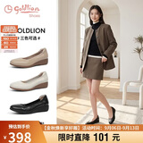 金利来（Goldlion）女鞋坡跟皮鞋时尚圆头牛皮浅口一脚蹬单鞋女G662320016黑色38
