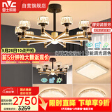 雷士（NVC）美式轻奢现代轻奢客厅灯灯臂发光吊灯三室两厅套餐WHXD100W/G-01