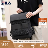 FILA【黑武士】 斐乐男包复古背包老花双肩包通勤书包大容量电脑包 正黑色-BK XS