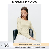 UR2026秋季新款女装时尚休闲简约基础修身长袖T恤UYB450010 米黄 M