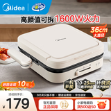 美的（Midea）电饼铛 可拆洗大火力速热 三明治机早餐机煎饼锅 方形蒸汽煎烤悬浮加深加大烤盘烙饼 高颜值方盘|JKE28J51