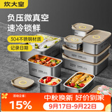 炊大皇 304不锈钢保鲜盒 微真空保锁鲜密封收纳盒饭盒300ml