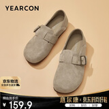意尔康女鞋一脚蹬圆头包头平底博肯风春秋女单鞋 26790W 卡其 39