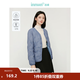 茵曼（INMAN）轻薄简约无领短款羽绒马甲女士2026新款可内搭可外穿薄款外套 雾霾蓝 S