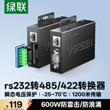 绿联RS232转RS485/RS422双向通信协议转换器 9针防雷防浪涌串口转换器头 有源 80112