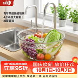 青苹果耐热玻璃碗和面盆欧式沙拉碗加厚揉面盆4.35L超大容量
