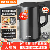 苏泊尔（SUPOR）电水壶 热水壶电热水壶1.5L小容量 304不锈钢双层防烫全钢无缝开水壶 SW-15J626