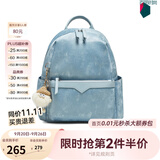 百思图春夏商场同款通勤大容量双肩背包书包短途旅行包女TY063CX5 蓝色TY063CX5 F