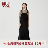MUJI女式 灯芯绒 背带裙中长款连衣裙半身裙女秋款裙子美拉德BE10CC3A 黑色 S （155/62A）