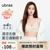 ubras【虞书欣同款】夹心软支撑小胸聚拢光面无痕内衣女无钢圈文胸罩 【明星同款】燕麦奶色 M  75A/75B