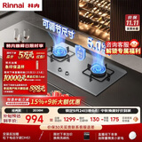 林内（Rinnai）不锈钢燃气灶5kW大火力双眼猛火灶具双灶厨房家用嵌入式二级能效童锁上门安装可调节天然气灶2E08M