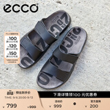 爱步（ECCO）拖鞋男 魔术贴勃肯鞋男士男鞋凉鞋外穿一字带拖鞋 科摩500904 黑色50090401001 42
