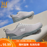 361°运动鞋男鞋秋季新品防泼水皮革面跑步鞋轻质耐磨革网透气黑色鞋子 循环灰/石墨灰 40