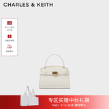 CHARLES&KEITH金属扣带凯莉包婚包手提单肩包包女包生日礼物送女友CK2-50270880 Cream奶白色 S