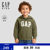 盖璞男女童秋季Logo胶印抓绒套头连帽衫儿童装卫衣829299 军绿色 110 cm(4-5岁) 亚洲尺码