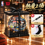威尔胜NBA联名复古全队徽满印LOGO室内外篮球礼盒套装【需自行组装】