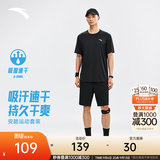 安踏（ANTA）速干运动套装丨短袖T恤短裤男夏季跑步羽毛球训练服吸湿透气凉感 【26升级吸湿速干】基础黑7202-5 拉链口袋 L/175