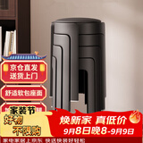 忆琳居高端加厚塑料软包凳子可叠放餐椅备用客厅家用圆凳4把黑色