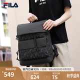 FILA【黑武士】 斐乐男包复古背包老花双肩包通勤书包大容量电脑包 正黑色-BK XS