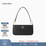 Calvin Klein女包优雅休闲通勤风ck金属字母拉链单肩包腋下包法棍包礼物 4F3458G-T93-黑金 OS