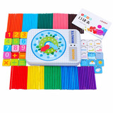 三格田小学生数数棒一年级算数棒数学道具小棒幼儿园小孩早教玩具加减法 【磁性大铁盒】100根数棒+口诀表