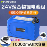 德力普（Delipow）12v锂电池大容量锂离子聚合物锂电池组带显示屏移动电源太阳能灯音响监控设备24V可充电方形电池 24V 10000mAh【带显示器+送2A充电器】