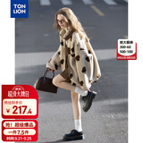 唐狮（TonLion）秋冬季洋气女可爱甜美风加厚立领满印仿羔毛外套