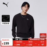 彪马（PUMA）加绒加厚针织圆领运动卫衣男女款冬季休闲上衣632292 黑色-01 L (180/100A)
