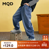 马骑顿（MQD）男童秋季新款学院风中大童休闲百搭直筒牛仔裤子 中牛仔蓝 130