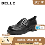 百丽（Belle）张凌赫推荐黑巧乐福鞋女26新商场英伦风厚底小皮鞋E1Z1DAM6预售 黑色+3cm  （羊皮鞋面，更加柔软） 38 (240mm)