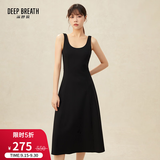 深呼吸DEEP BREATH女装简约高腰圆领背心小黑裙连衣裙8500126 黑 S (2)