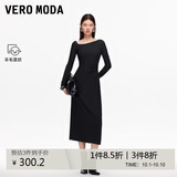 VEROMODA 连衣裙2025秋季新款含绵羊毛亮片钉珠不规则领口针织裙325346017