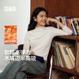 森马（Semir）长袖t恤女半高领木耳边抓绒发热紧身弹力内搭秋冬基础百搭打底衫