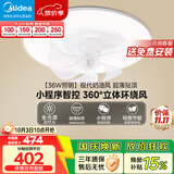 美的（Midea）吊扇灯风扇灯36瓦餐厅客厅卧室吊灯遥控三色摇头扇包安装