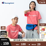 Champion夏季经典款印花草写LOGO圆领休闲运动T恤无性别冠军短袖男女情侣 粉红色(偏薄） L