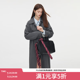 范思蓝恩秋季翻领单排扣风衣女款2024新款韩版设计感撞色中长款通勤外套女 高级灰 S