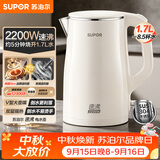 苏泊尔（SUPOR）电水壶烧水壶 1.7L大容量热水壶 家用电热水壶 双层防烫304不锈钢速沸开水壶 SW-17J81A