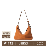 裘真（qiuzhen）【明星同款】植鞣胎牛皮腋下经典hobo包通勤真皮女包 焦糖色-小号(胎牛皮版)售罄不预售 小包/大包