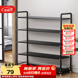 安尔雅铁艺鞋架门口多层置物架宿舍省空间出租房家用多功能鞋柜 5层黑色