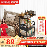 溢彩年华小推车落地置物架客厅可移动零食架子多层铁艺厨房储物架1881-BK
