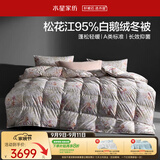 水星家纺羽绒被95%白鹅绒被子冬季加厚冬被芯双人羽绒被200cm×230cm1200g