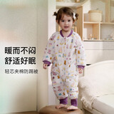 nest designs婴儿睡袋竹棉薄夹棉长袖宝宝分腿睡袋儿童防踢被 蛋糕屋90码