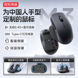 京东京造M3鼠标双模 中小手办公轻音 2.4G无线蓝牙 轻音便携 非对称设计 笔记本电脑台式机企业通用 墨岩