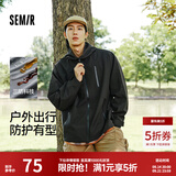 森马（Semir）三防外套男户外登山徒步露营情侣夹克秋冬季连帽上衣流行中性款 黑色90001 M