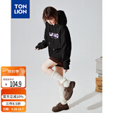 唐狮（TonLion）秋冬女针织前胸文字连帽卫衣百搭减龄时髦韩版潮流连帽卫衣女款